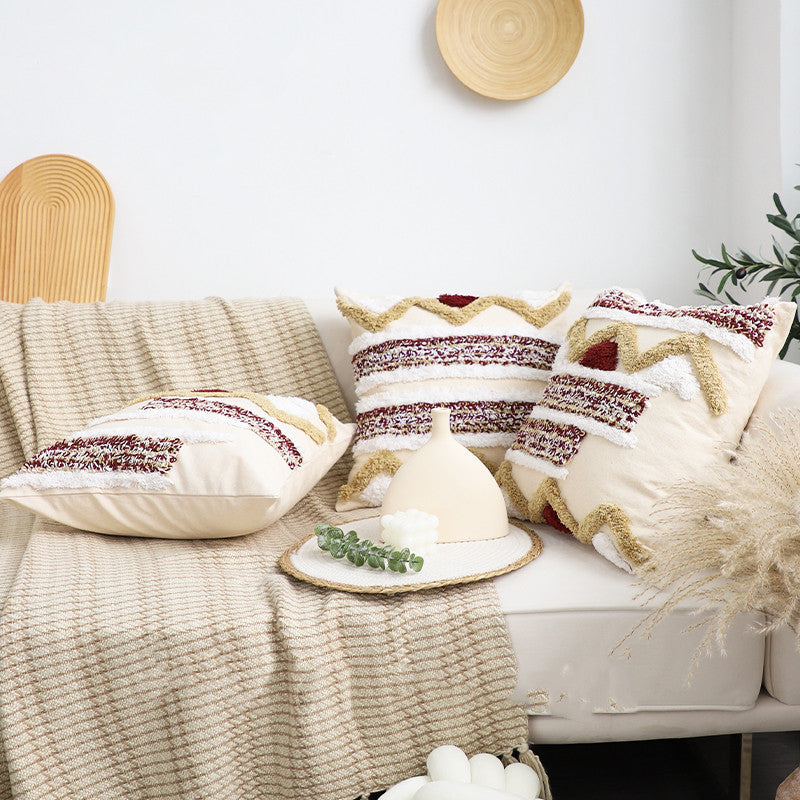 Embroidered Geometry Throw Pillow