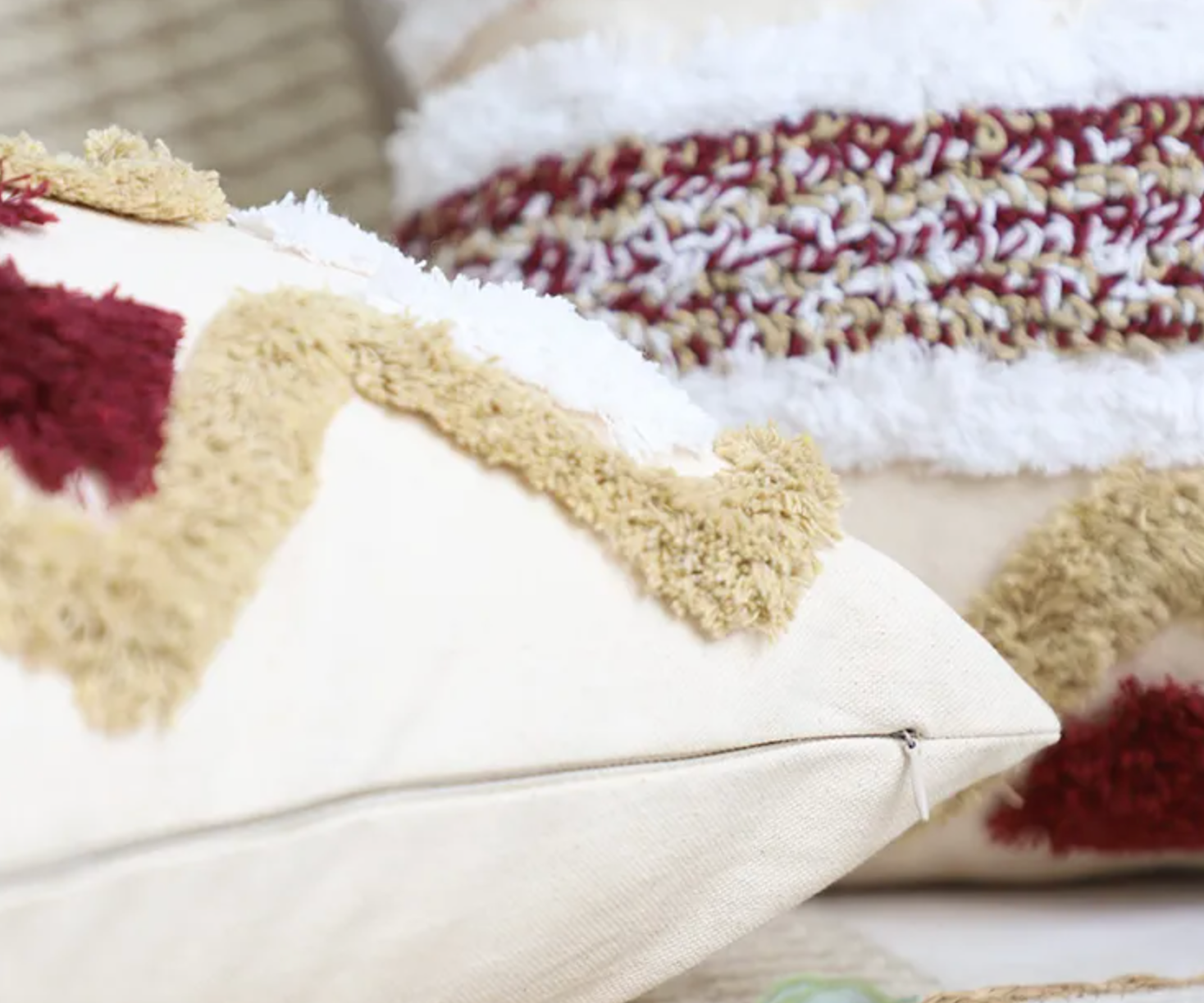 Embroidered Geometry Throw Pillow