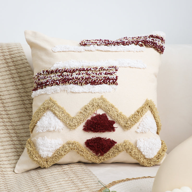 Embroidered Geometry Throw Pillow